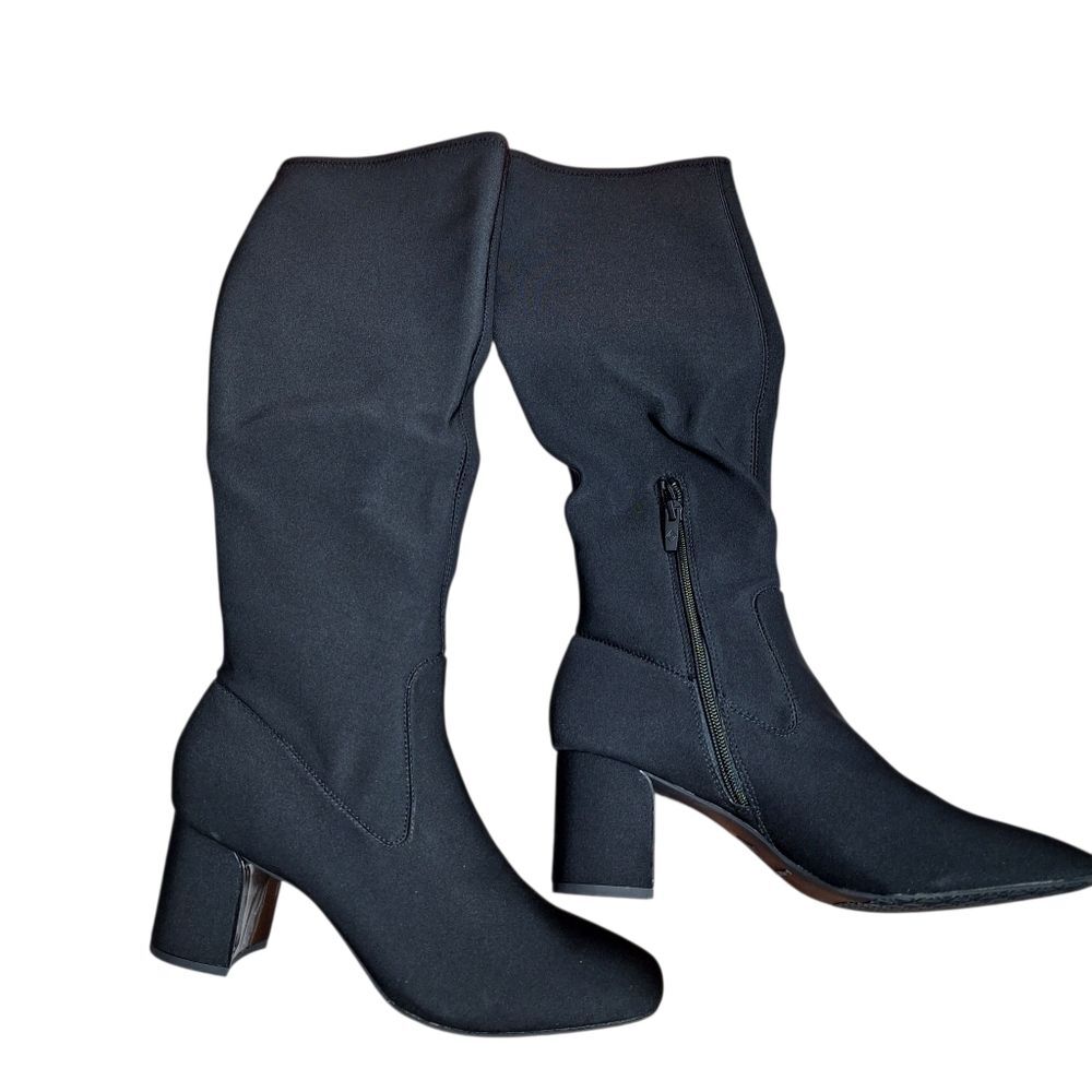 Donald Pliner Knee High Black Boots Cassidy Stretch Suede Size 9 Womens
